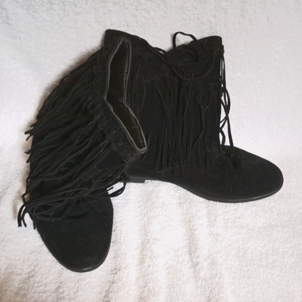 Black Blue Suede Ankle Boots